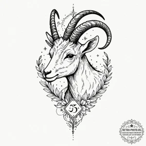 Tattoo design a capricorn goat-fish, half bla... - эскиз тату (№1752200795_0, 11.07.2025 02:26) — tattoo-photo.ru