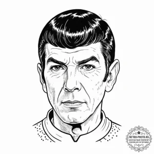 A sketch of spock, with a raised eyebrow, "fa... - эскиз тату (№1752202394_0, 11.07.2025 02:53) — tattoo-photo.ru
