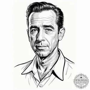 A neo-traditional portrait of humphrey bogart... - эскиз тату (№1752202991_0, 11.07.2025 03:03) — tattoo-photo.ru