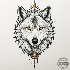 Tattoo design: a stylized wolf's head (veles'... - эскиз тату (№1752203074_0, 11.07.2025 03:04) — tattoo-photo.ru