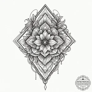 Rhombus, ink illustration for tattoo, on a cl... - эскиз тату (№1752204500_0, 11.07.2025 03:28) — tattoo-photo.ru