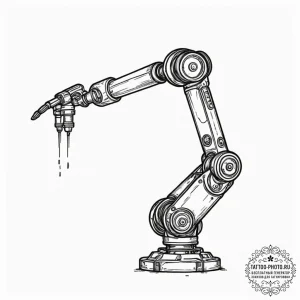 Robotic arm, artistic tattoo sketch, sepia to... - эскиз тату (№1752205024_0, 11.07.2025 03:37) — tattoo-photo.ru