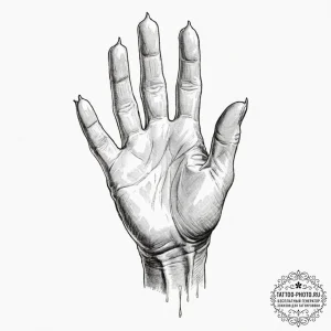 A linework tattoo of the white hand of saruma... - эскиз тату (№1752205620_0, 11.07.2025 03:47) — tattoo-photo.ru