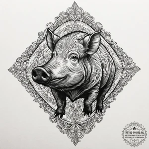 Boar, artistic tattoo sketch, ornamental tatt... - эскиз тату (№1752205696_0, 11.07.2025 03:48) — tattoo-photo.ru