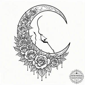 Ladder leaning on the moon, tattoo line art,... - эскиз тату (№1752206522_0, 11.07.2025 04:02) — tattoo-photo.ru