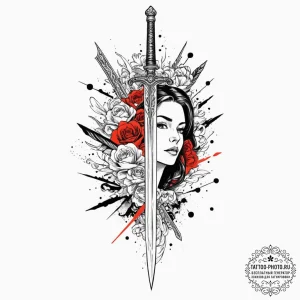 A sword piercing a cloud, tattoo line art, cl... - эскиз тату (№1752209602_0, 11.07.2025 04:53) — tattoo-photo.ru