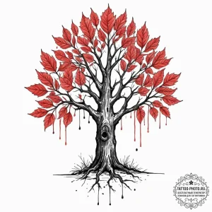 A watercolor sketch of the weirwood tree with... - эскиз тату (№1752210110_0, 11.07.2025 05:01) — tattoo-photo.ru