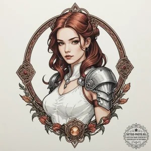 A neo-traditional portrait of vi from arcane,... - эскиз тату (№1752210278_0, 11.07.2025 05:04) — tattoo-photo.ru