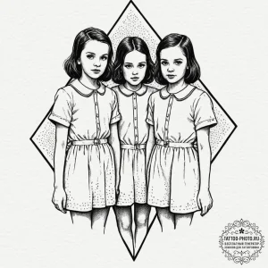 A sketch of the grady twins from the shining,... - эскиз тату (№1752210363_0, 11.07.2025 05:06) — tattoo-photo.ru