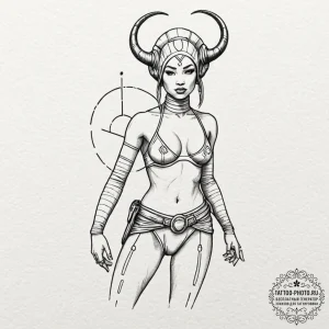 Chicano style art of a beautiful twi'lek danc... - эскиз тату (№1752210615_0, 11.07.2025 05:10) — tattoo-photo.ru