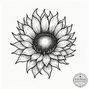 Tattoo design a sunflower whose petals are ma... - эскиз тату (№1752211114_0, 11.07.2025 05:18) — tattoo-photo.ru