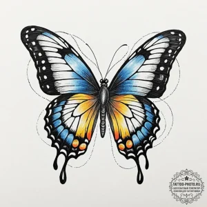 Tattoo sketch a butterfly with its wings made... - эскиз тату (№1752211956_0, 11.07.2025 05:32) — tattoo-photo.ru