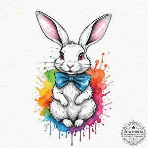 The white rabbit from alice in wonderland, ta... - эскиз тату (№1752212209_0, 11.07.2025 05:36) — tattoo-photo.ru