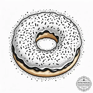 Donut, artistic tattoo sketch, dotwork shadin... - эскиз тату (№1752214233_0, 11.07.2025 06:10) — tattoo-photo.ru