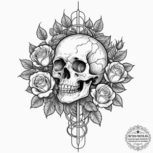 Rose hips, tattoo line art, chicano tattoo st... - эскиз тату (№1752215925_0, 11.07.2025 06:38) — tattoo-photo.ru