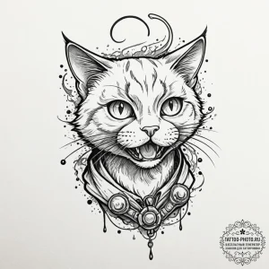115. neo-traditional tattoo of jonesy the cat... - эскиз тату (№1752216009_0, 11.07.2025 06:40) — tattoo-photo.ru