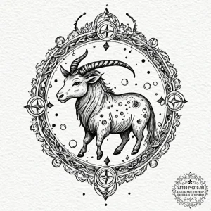 Tattoo sketch a zodiac animal trying to escap... - эскиз тату (№1752216598_0, 11.07.2025 06:49) — tattoo-photo.ru