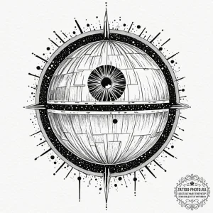 24. dotwork tattoo design of the death star,... - эскиз тату (№1752217600_0, 11.07.2025 07:06) — tattoo-photo.ru