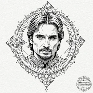 A sketch of jaime lannister with his golden h... - эскиз тату (№1752217768_0, 11.07.2025 07:09) — tattoo-photo.ru