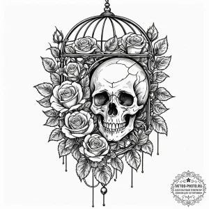 Tattoo design a beautiful, ornate cage, but t... - эскиз тату (№1752217936_0, 11.07.2025 07:12) — tattoo-photo.ru