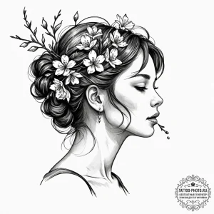 Tattoo design a woman's silhouette in profile... - эскиз тату (№1752218187_0, 11.07.2025 07:16) — tattoo-photo.ru