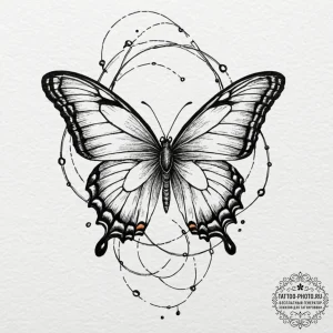 Tattoo design a butterfly landing on a semico... - эскиз тату (№1752219363_0, 11.07.2025 07:36) — tattoo-photo.ru
