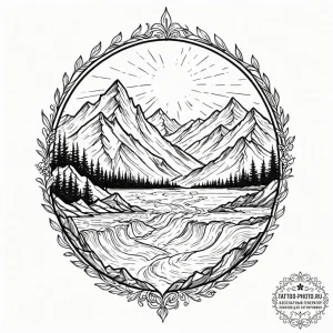 A dramatic shot of a glacier calving into the... - эскиз тату (№1752219569_0, 11.07.2025 07:39) — tattoo-photo.ru