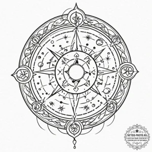 Tattoo sketch a blackwork outline of a zodiac... - эскиз тату (№1752220114_0, 11.07.2025 07:48) — tattoo-photo.ru