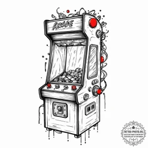 Tattoo sketch a silhouette of an arcade claw... - эскиз тату (№1752220535_0, 11.07.2025 07:55) — tattoo-photo.ru