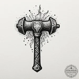Tattoo design a powerful blacksmith's hammer... - эскиз тату (№1752220702_0, 11.07.2025 07:58) — tattoo-photo.ru