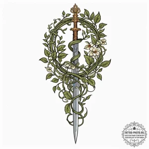 Tattoo design a vine climbing up a sword, a s... - эскиз тату (№1752221092_0, 11.07.2025 08:04) — tattoo-photo.ru