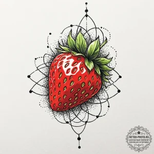 Strawberry, artistic tattoo sketch, black and... - эскиз тату (№1752221886_0, 11.07.2025 08:18) — tattoo-photo.ru
