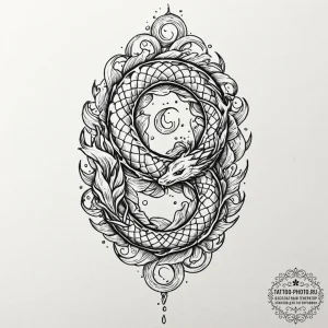 Tattoo sketch an uroboros serpent made of smo... - эскиз тату (№1752222120_0, 11.07.2025 08:22) — tattoo-photo.ru