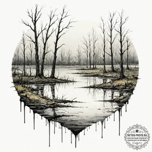 A watercolor sketch of the louisiana bayou fr... - эскиз тату (№1752222277_0, 11.07.2025 08:24) — tattoo-photo.ru