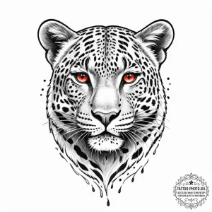 Leopard, ink illustration for tattoo, old sch... - эскиз тату (№1752222827_0, 11.07.2025 08:33) — tattoo-photo.ru
