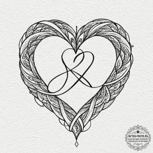 Tattoo design initials intertwined with a sma... - эскиз тату (№1752222913_0, 11.07.2025 08:35) — tattoo-photo.ru