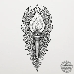 Torch, tattoo line art, clean lines, crisp ou... - эскиз тату (№1752223668_0, 11.07.2025 08:47) — tattoo-photo.ru