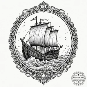 Tattoo design a stylized viking longship cutt... - эскиз тату (№1752224002_0, 11.07.2025 08:53) — tattoo-photo.ru