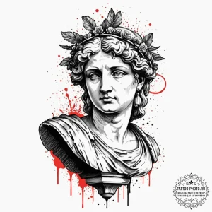 Vaporwave bust of a roman statue, artistic ta... - эскиз тату (№1752224170_0, 11.07.2025 08:56) — tattoo-photo.ru