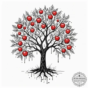 Apple tree, tattoo drawing outline, trash pol... - эскиз тату (№1752225093_0, 11.07.2025 09:11) — tattoo-photo.ru