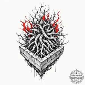 Tattoo sketch a powerful, twisting root syste... - эскиз тату (№1752226608_0, 11.07.2025 09:36) — tattoo-photo.ru