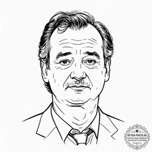 A neo-traditional portrait of bill murray fro... - эскиз тату (№1752226775_0, 11.07.2025 09:39) — tattoo-photo.ru