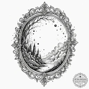 Tattoo design a beautiful, ornate window fram... - эскиз тату (№1752227445_0, 11.07.2025 09:50) — tattoo-photo.ru