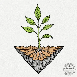 Tattoo sketch a small sprout emerging from cr... - эскиз тату (№1752228287_0, 11.07.2025 10:04) — tattoo-photo.ru