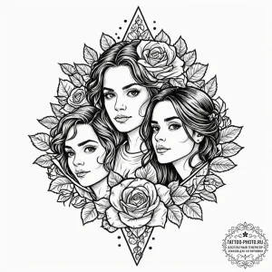 A sketch of the golden trio: harry, ron, and... - эскиз тату (№1752228622_0, 11.07.2025 10:10) — tattoo-photo.ru