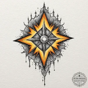 Tattoo sketch: a kolovrat emerging from a sto... - эскиз тату (№1752229544_0, 11.07.2025 10:25) — tattoo-photo.ru