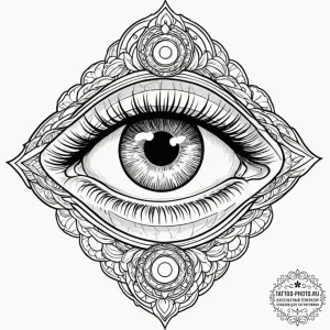 Tattoo sketch a cosmic eye, symbolizing vigil... - эскиз тату (№1752229964_0, 11.07.2025 10:32) — tattoo-photo.ru