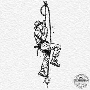 Tattoo design a person climbing a rope, but t... - эскиз тату (№1752230049_0, 11.07.2025 10:34) — tattoo-photo.ru