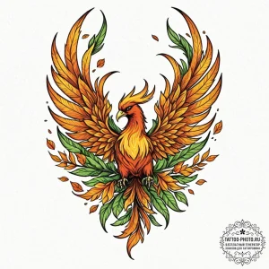 Tattoo design a phoenix whose feathers are ma... - эскиз тату (№1752230217_0, 11.07.2025 10:36) — tattoo-photo.ru