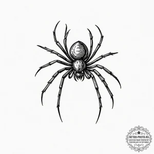 Spider, artistic tattoo sketch, clean lines,... - эскиз тату (№1752230551_0, 11.07.2025 10:42) — tattoo-photo.ru